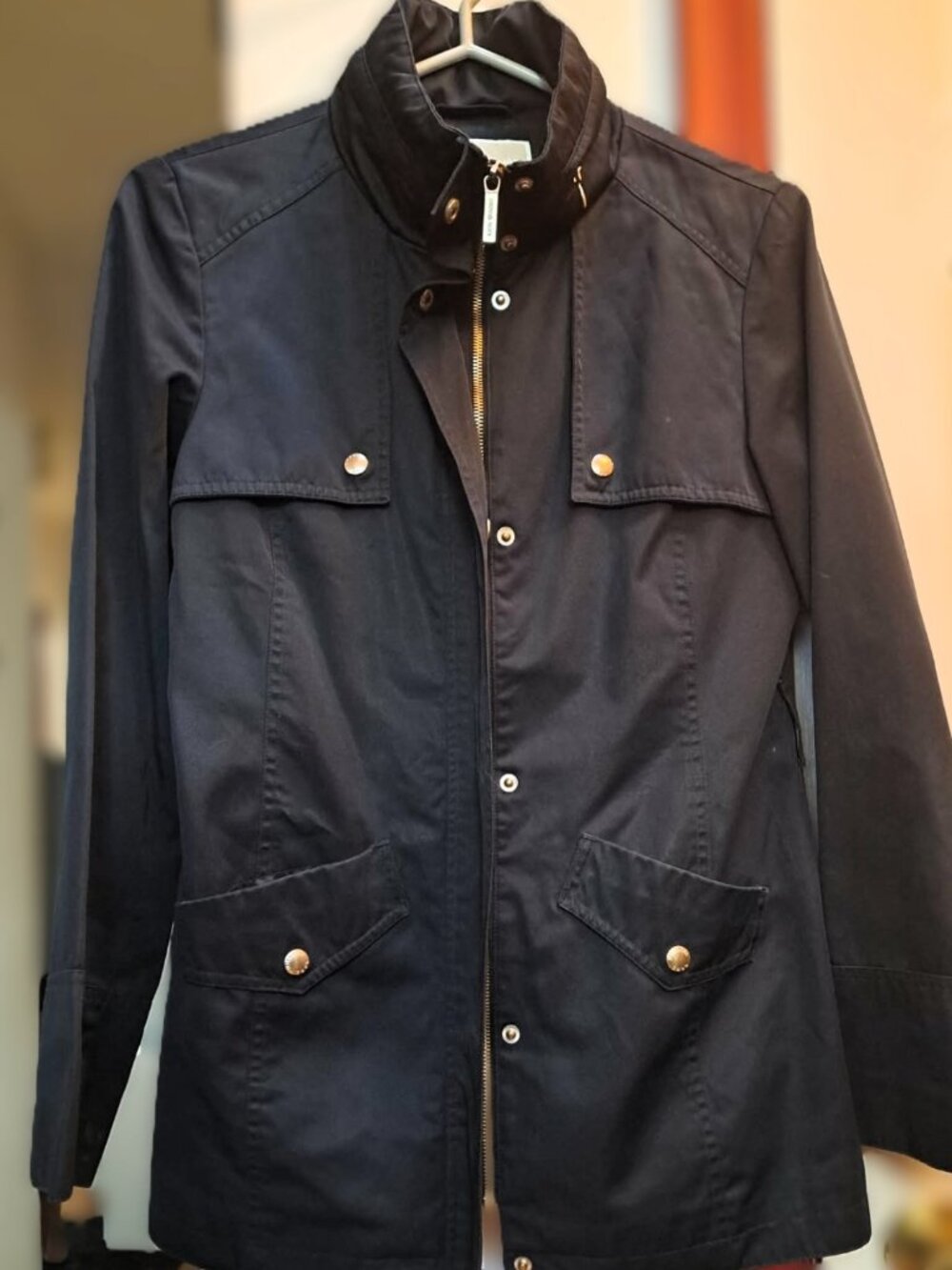 Authentic Michael Kors Navy Blue Gold Hardware Utility Field Jacket